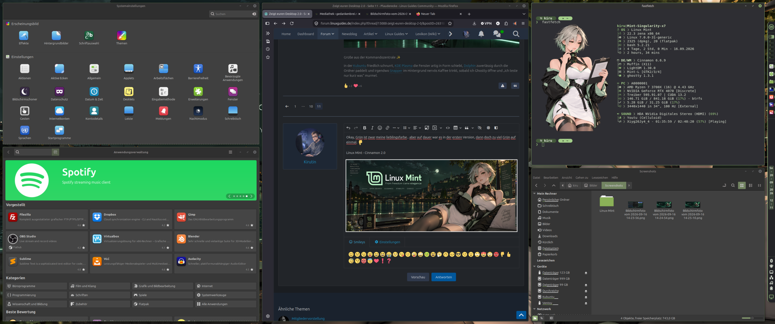Linux Mint Arbeitsflächen